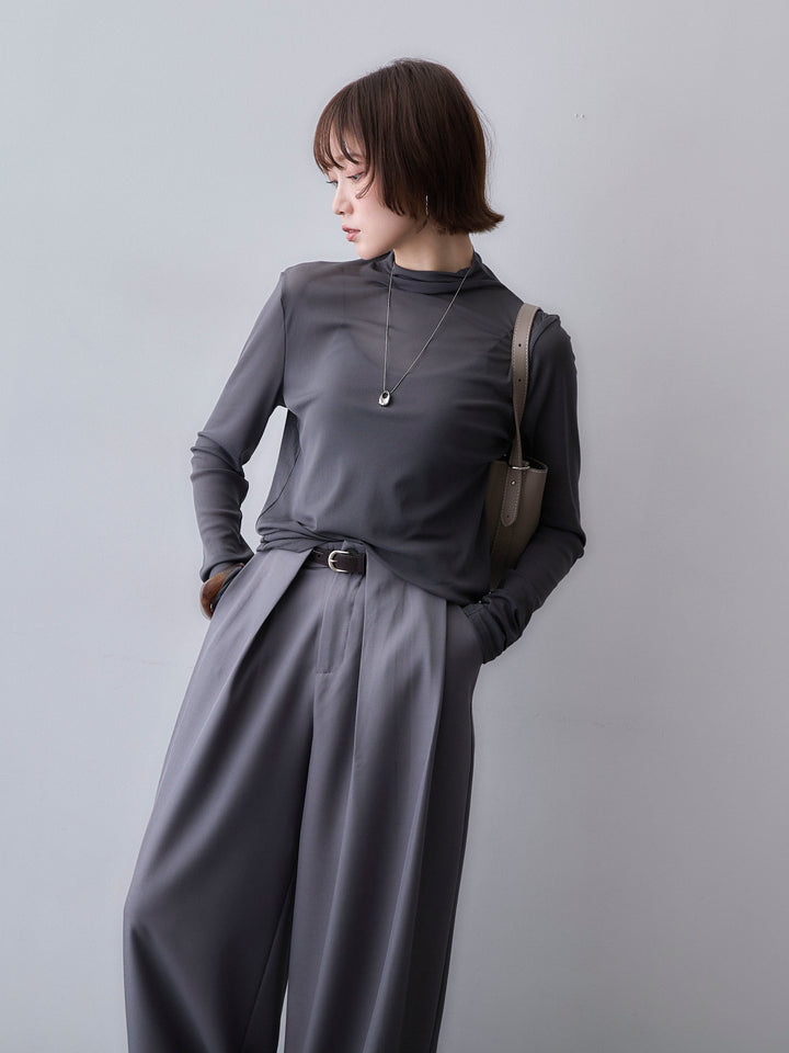 [予約]メッシュボトルネックトップス/darkgray