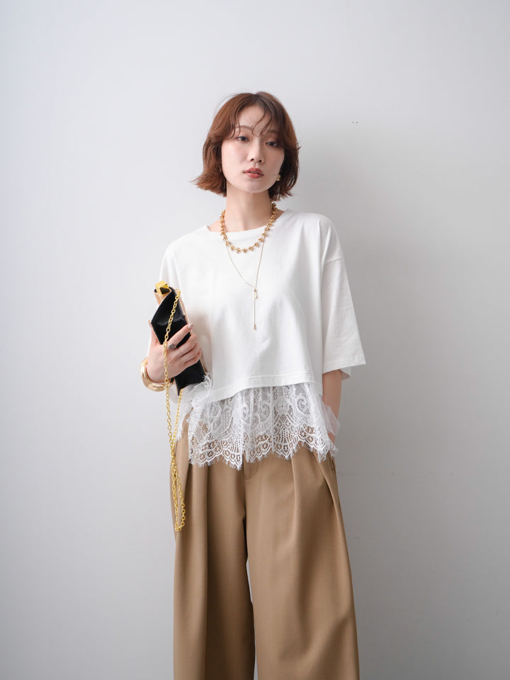 [予約]チュールレースヘムTEE/white