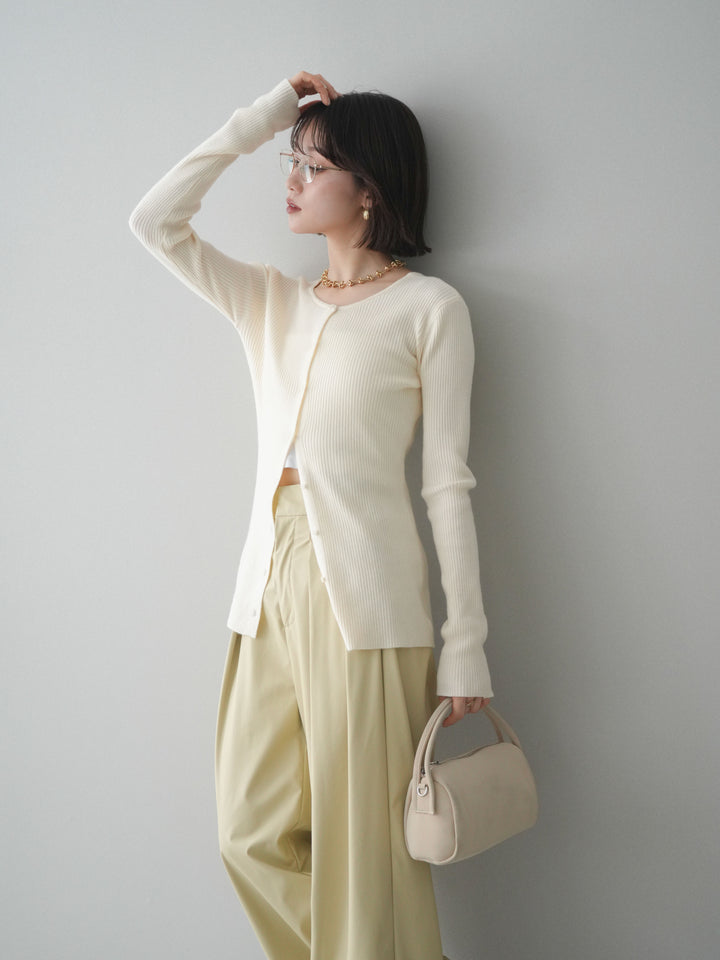 [予約]前後2WAYリブ編みクルーネックカーディガン/ivory