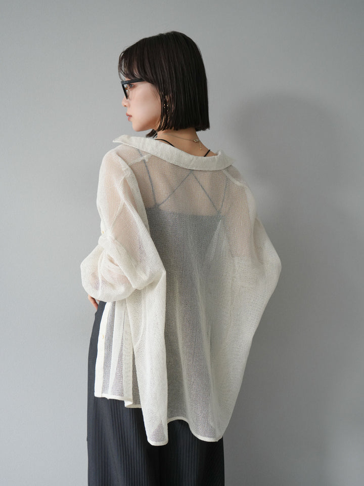 [予約]コットンラメメッシュオーバーシャツ/アイボリー