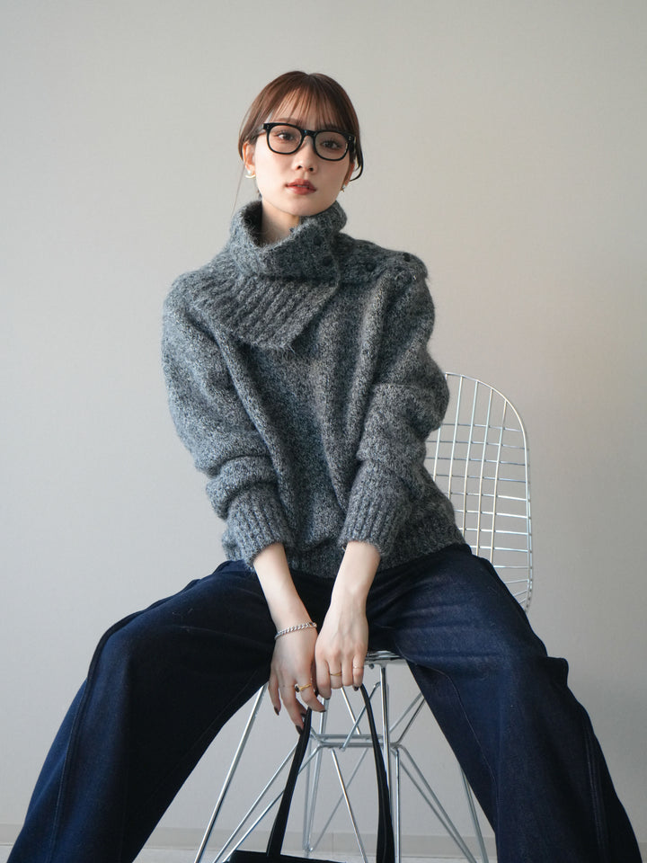 [予約]ネック付MIXニットアンサンブル/gray