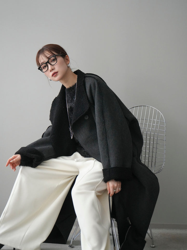 [予約]アウトシーム裏ボアコート/black