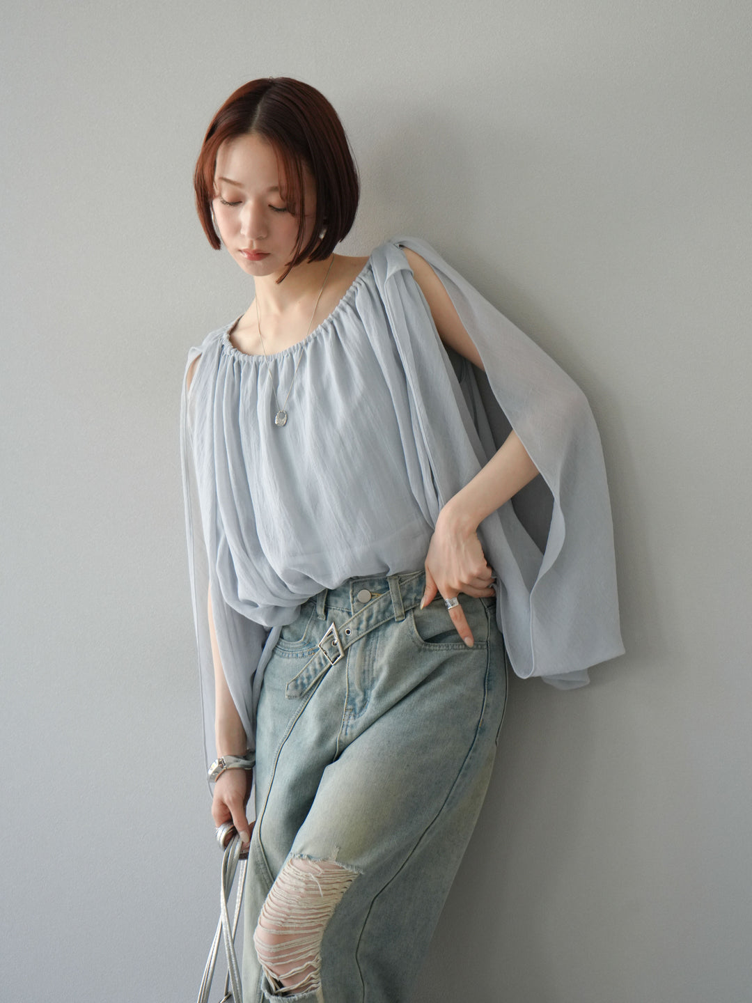 [予約]ラメシアーバルーントップス/ブルー