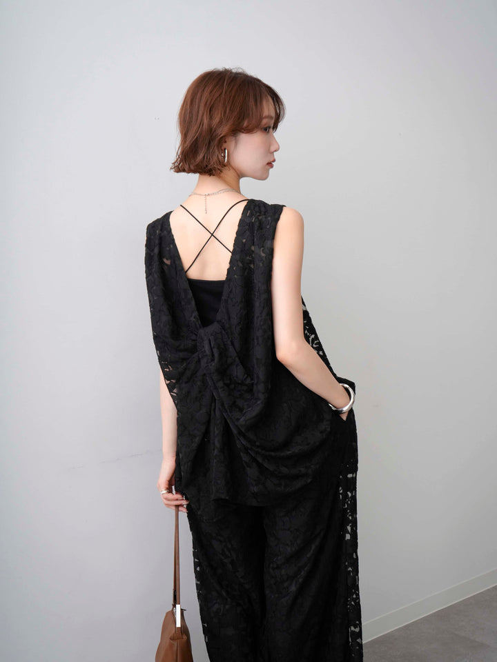 [予約]シアージャガードバックツイストノースリブラウス/black