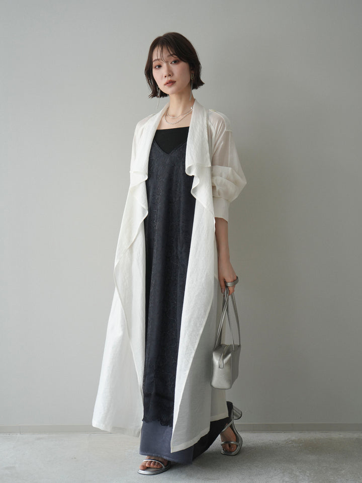 [予約]サテンレースレイヤードキャミワンピース/black