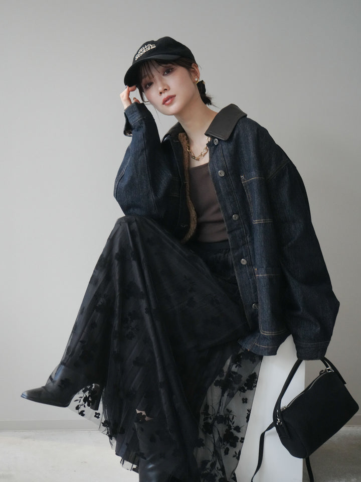 [SET]裏地ファーデニムフライトジャケット+選べるアクセセット(2set)