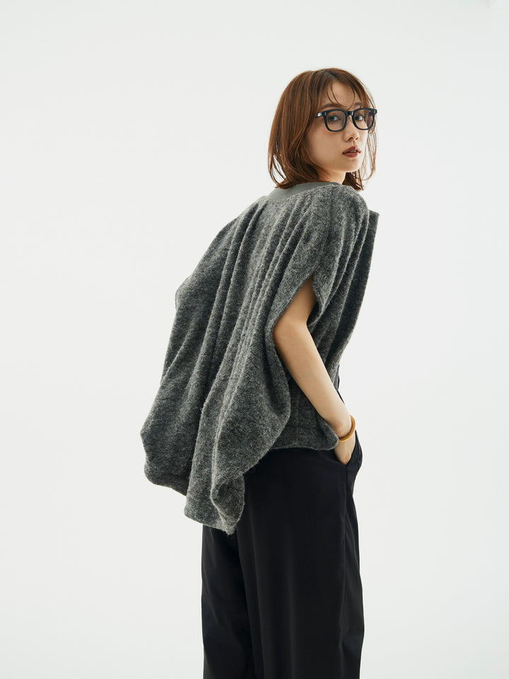 【Allure】[SET]ウール混コクーンブルゾン+タフタワイドカーブパンツ(2set)