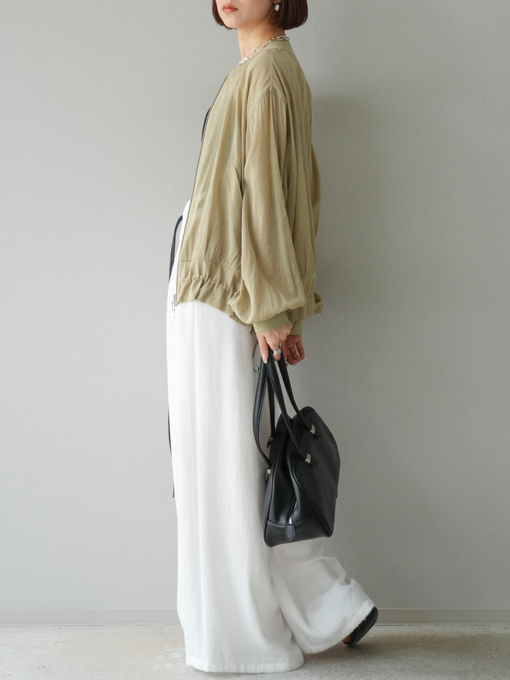 [予約]ロープデザインベルトリネンタッチワイドパンツ/オフ