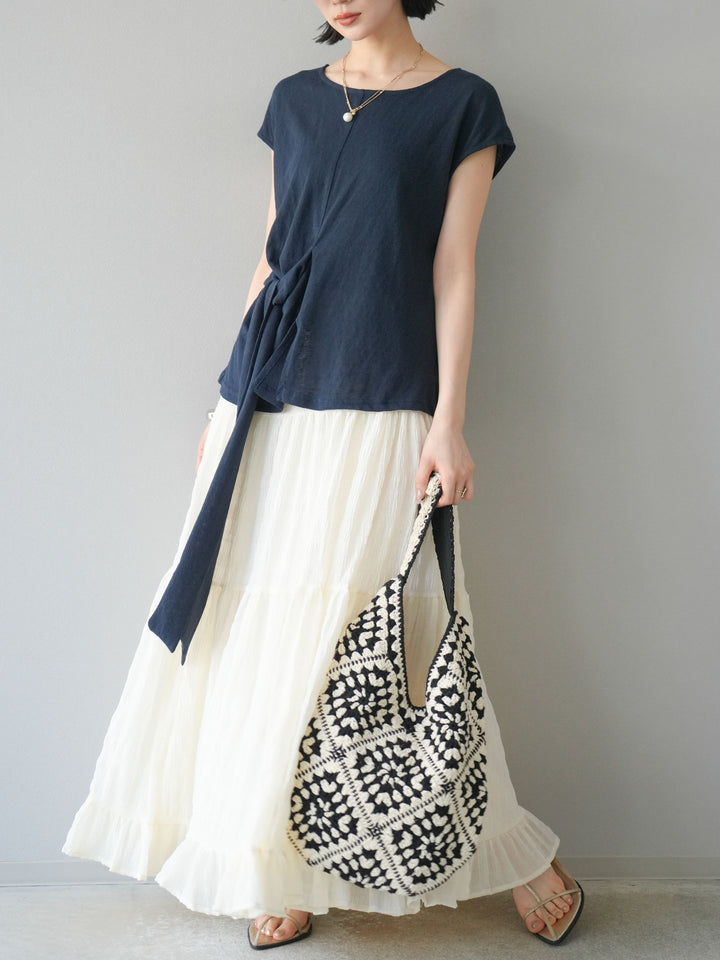 [予約]フロント巻きデザインカットソー/ネイビー