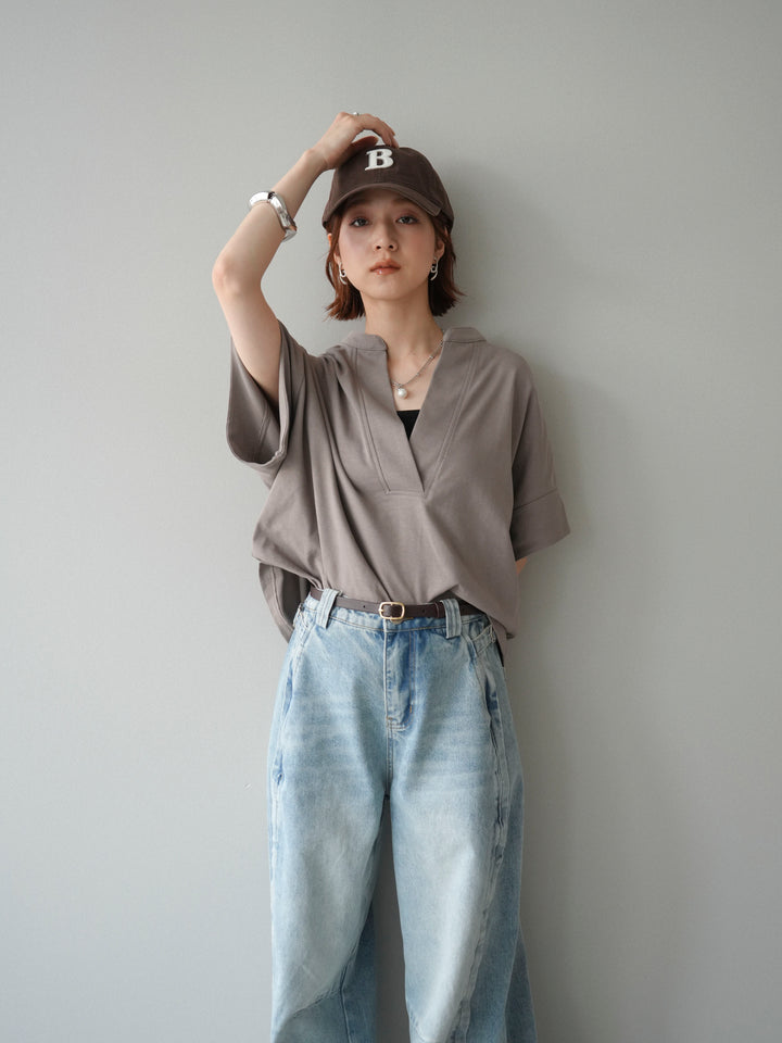 [SET]スキッパーワイド半袖トップス+選べるアクセセット(2set)