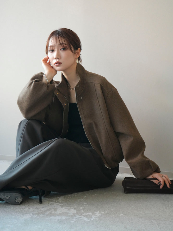 [予約]タックデザインジップブルゾン/brown