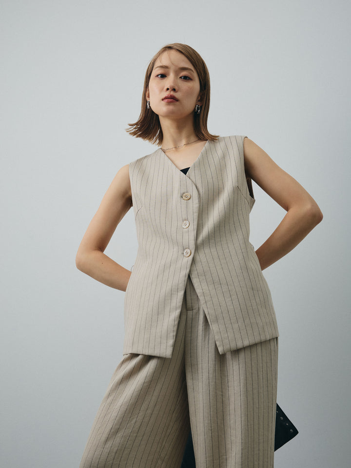 [SET]ストライプベスト＆ワイドパンツSET UP+ストライプベスト＆ワイドパンツSET UP(2set)