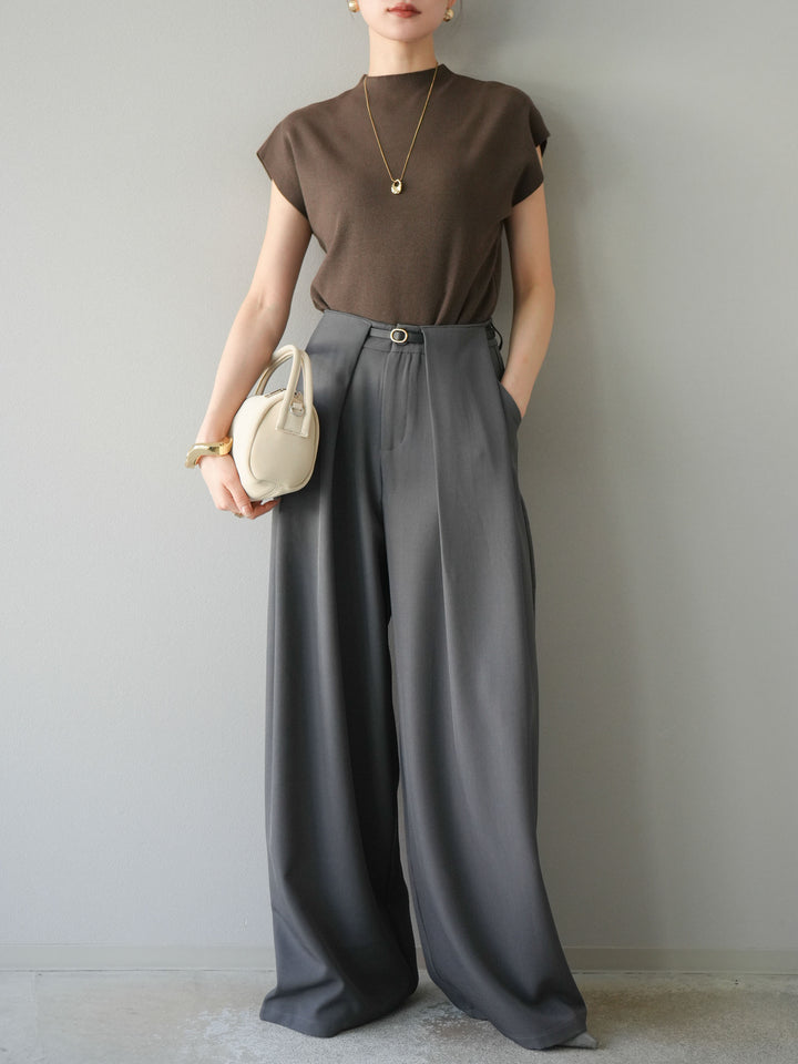 [予約]プチネックフレンチニットトップス/ブラウン