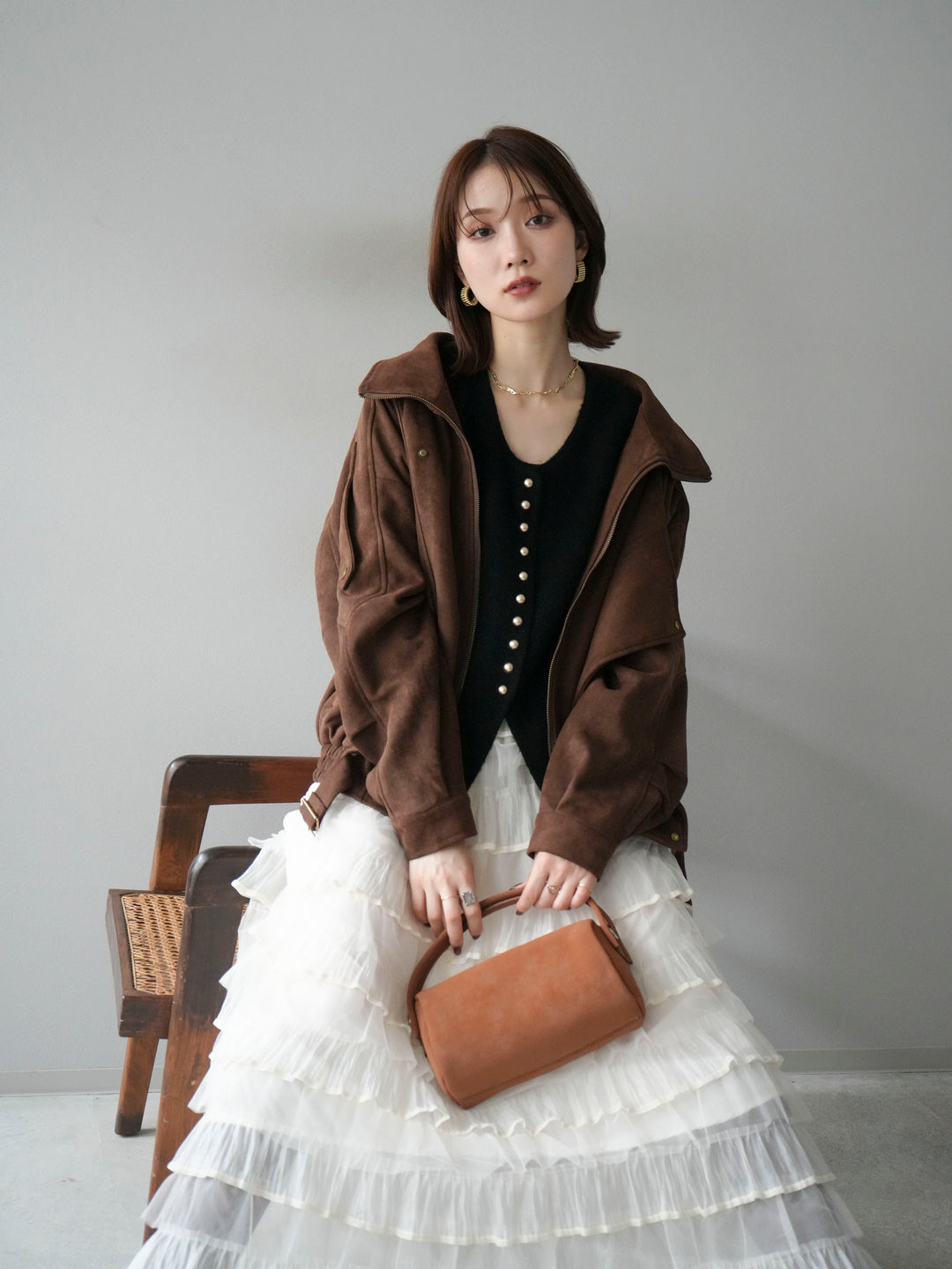 [予約]スエードライダースジャケット/ブラウン