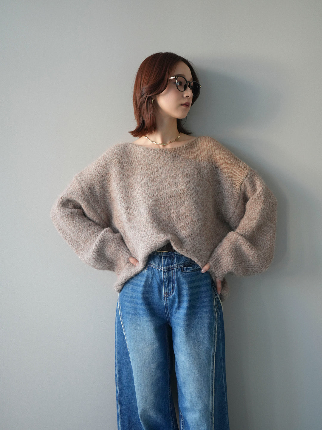 [予約]透かしデザインニットプルオーバー/ivory