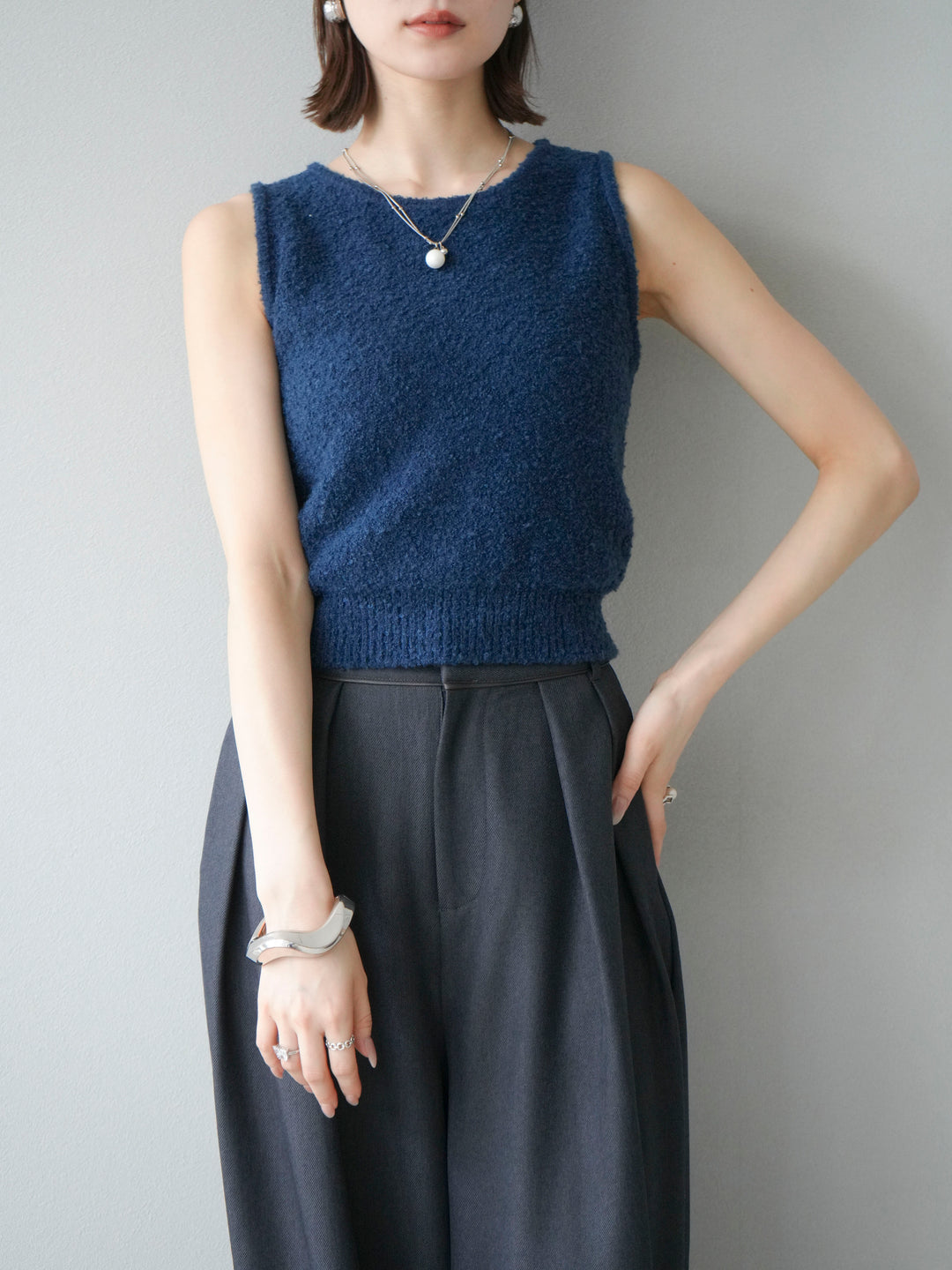[予約]ブークレニットタンクトップ/ブルー
