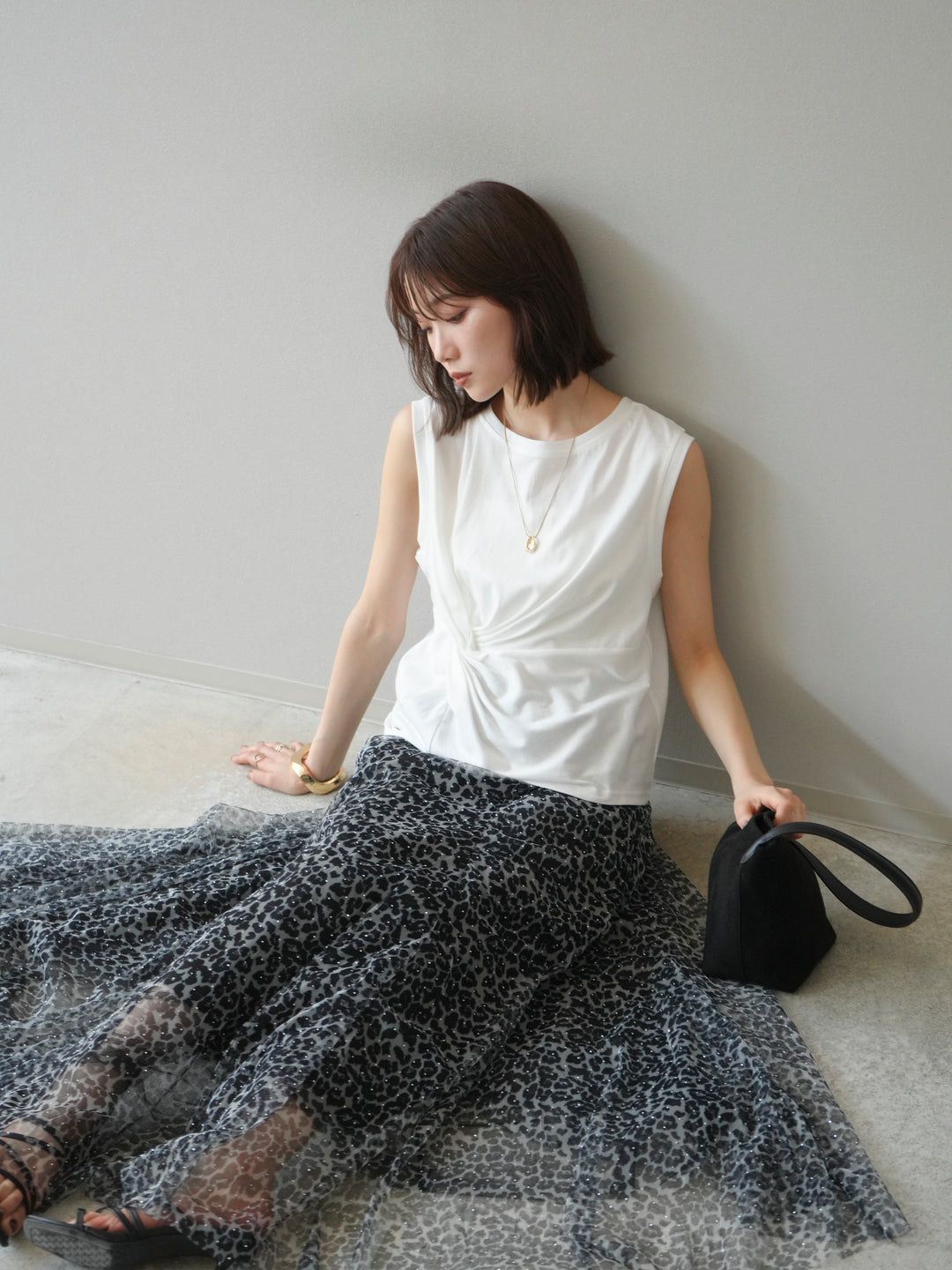 [予約]フロントツイストノースリーカットソー/オフ