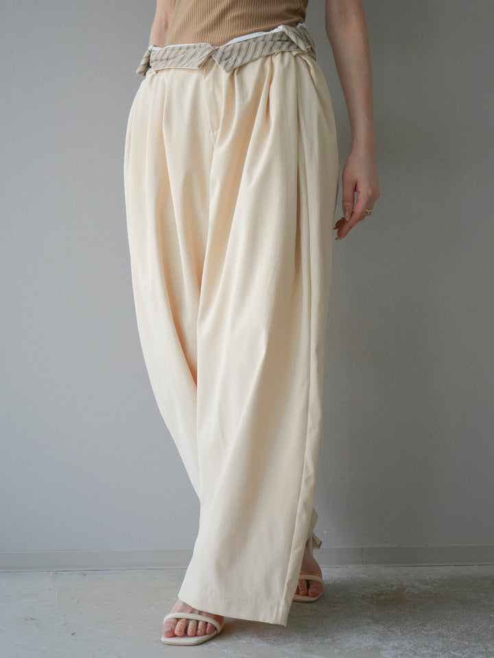 [予約]タックデザインワイドパンツ/アイボリー