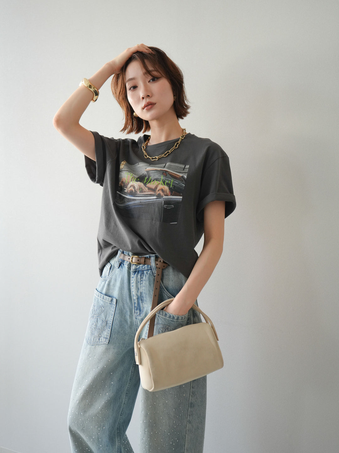 [予約]ドッグフォトTEE/charcoal