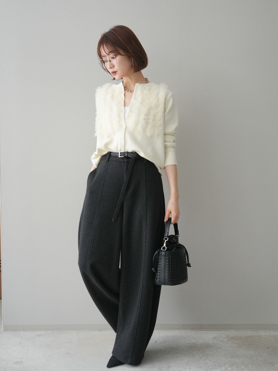 [予約]ウールタッチカーブパンツ/darkgray