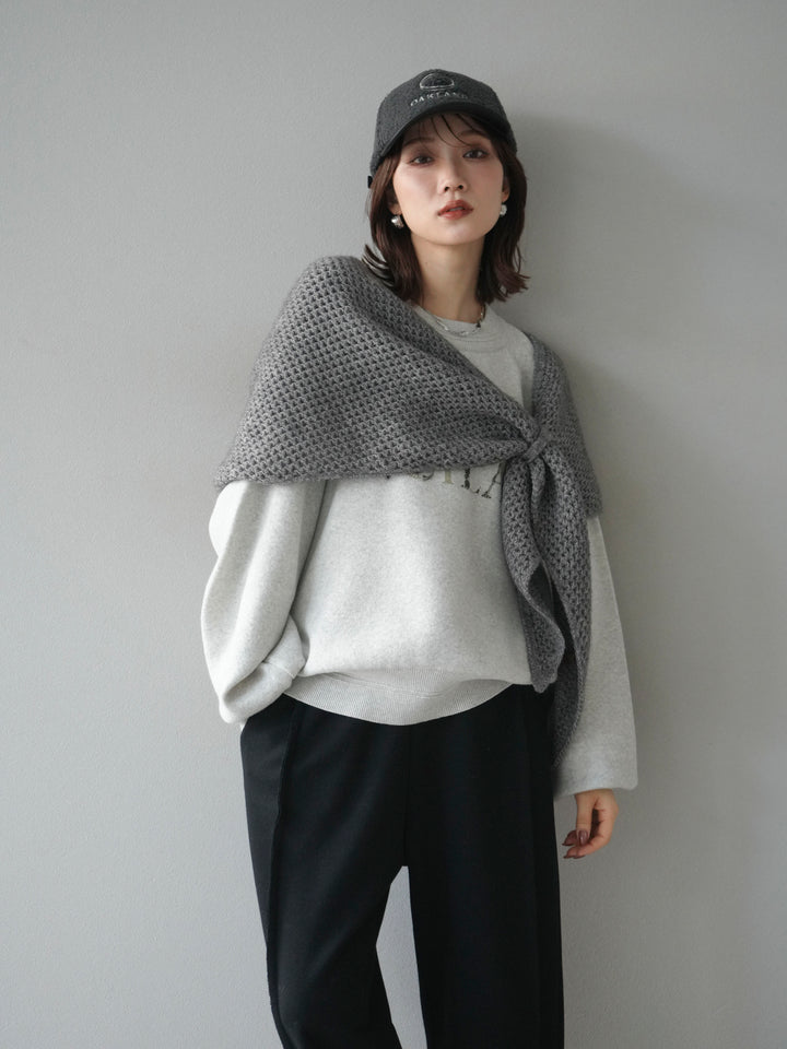 [予約]スウェットライクビーズロゴ刺繍ニットプルオーバー/oatmeal