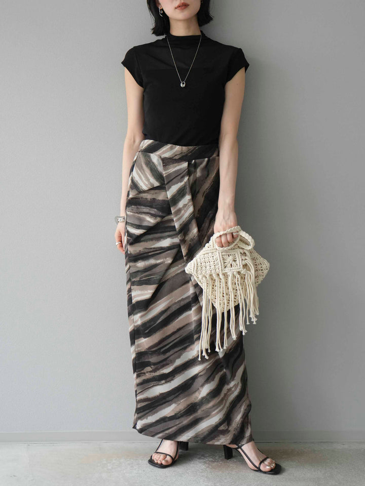 [予約]シアー切替ストレッチトップス/ブラック