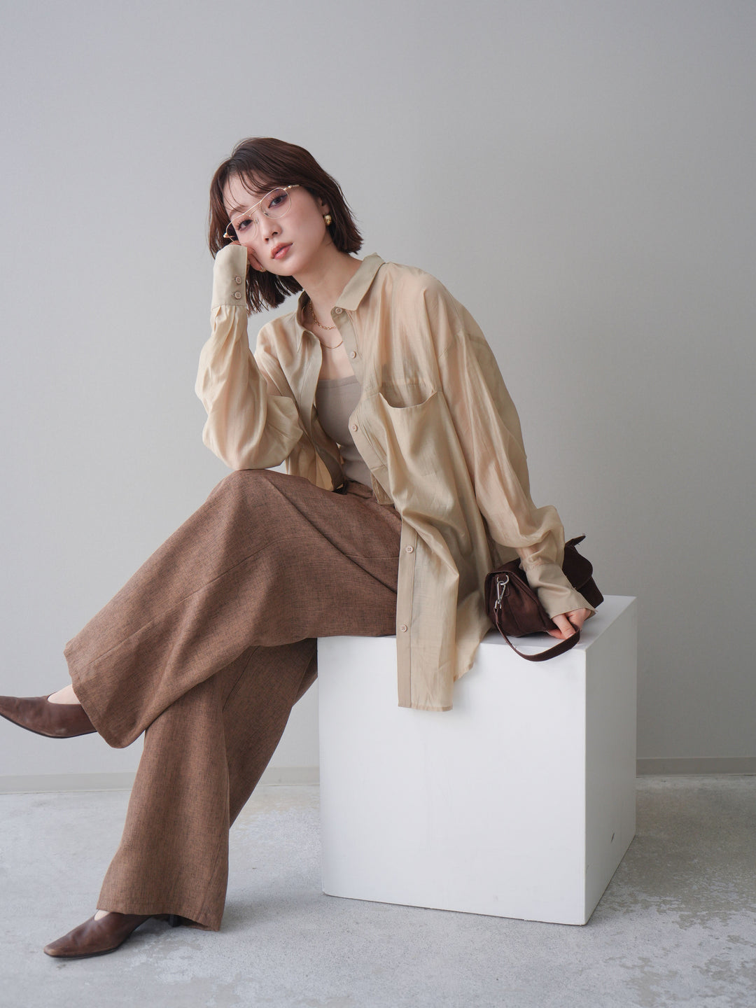 [予約]シアーオーバーシャツ/beige