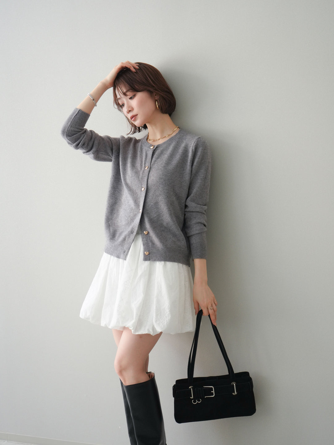 [SET]ハートボタンニットカーディガン+ハートボタンニットカーディガン(2set)