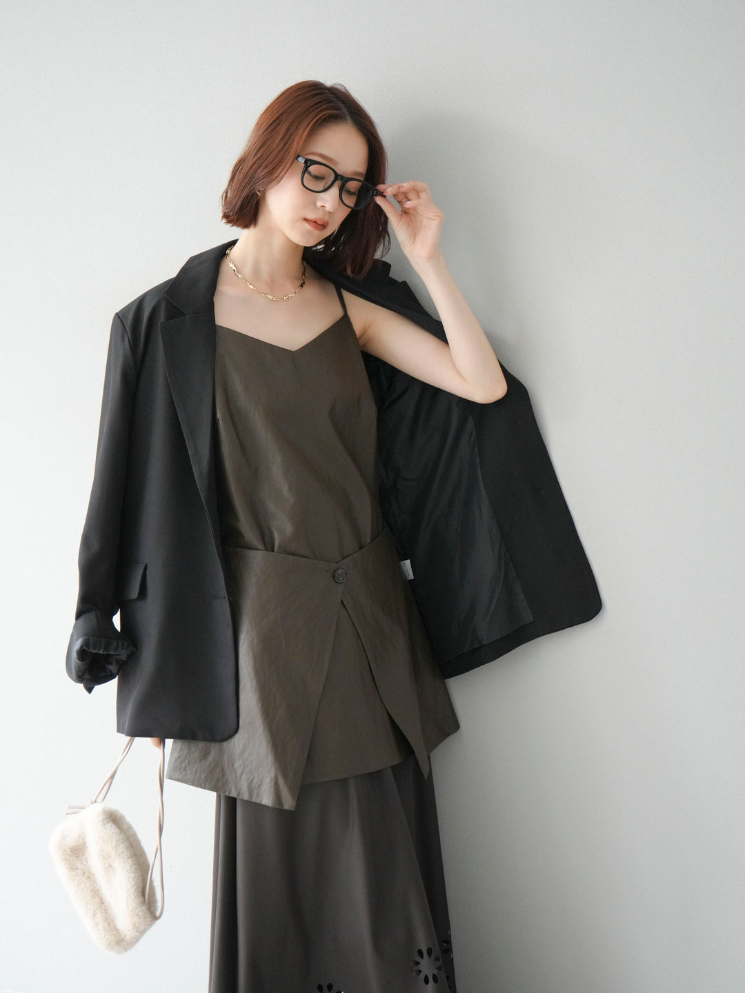 [予約]エステルオーバーテーラードジャケット/ブラック