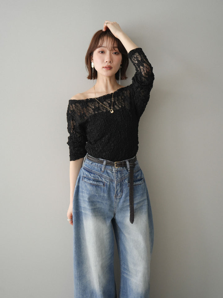 [SET]サイドギャザーレーストップス+サイドギャザーレーストップス(2set)