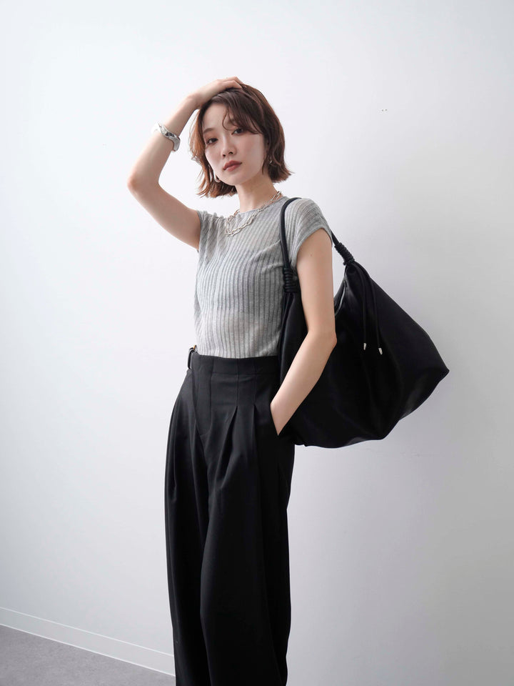 [予約]シアーリブフレンチニットトップス/grey