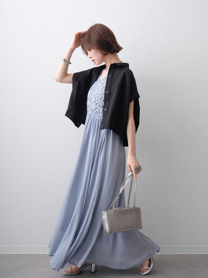 [予約]クロシェシフォンキャミワンピース/lightblue