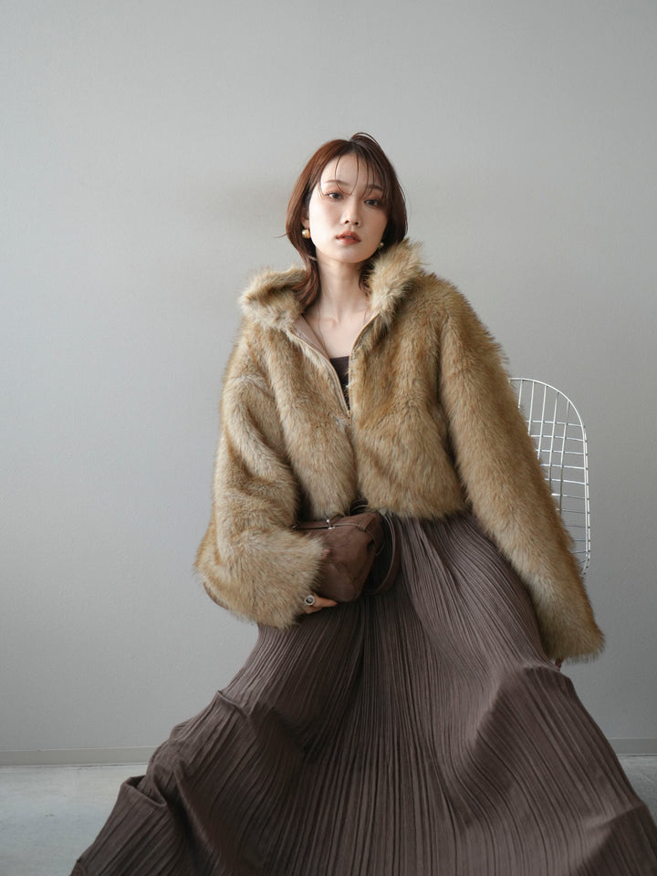 [予約]フェイクファーショートZIPジャケット/mix