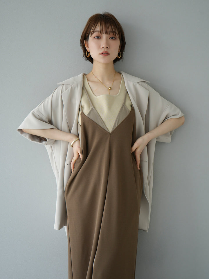 [Pre-order] Double-breasted tailored shirt jacket/beige