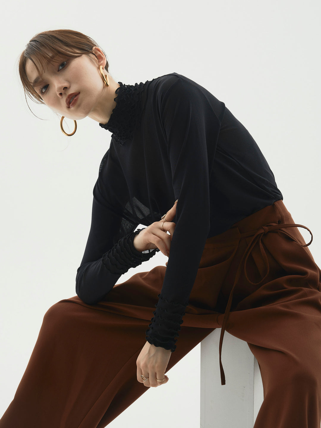 【Allure】[SET]シアーフリルメロートップス+シアーフリルメロートップス(2set)