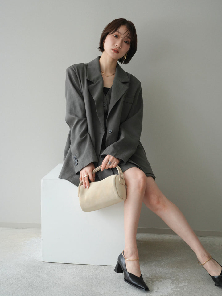 [予約]リネンタッチオーバージャケット/khaki