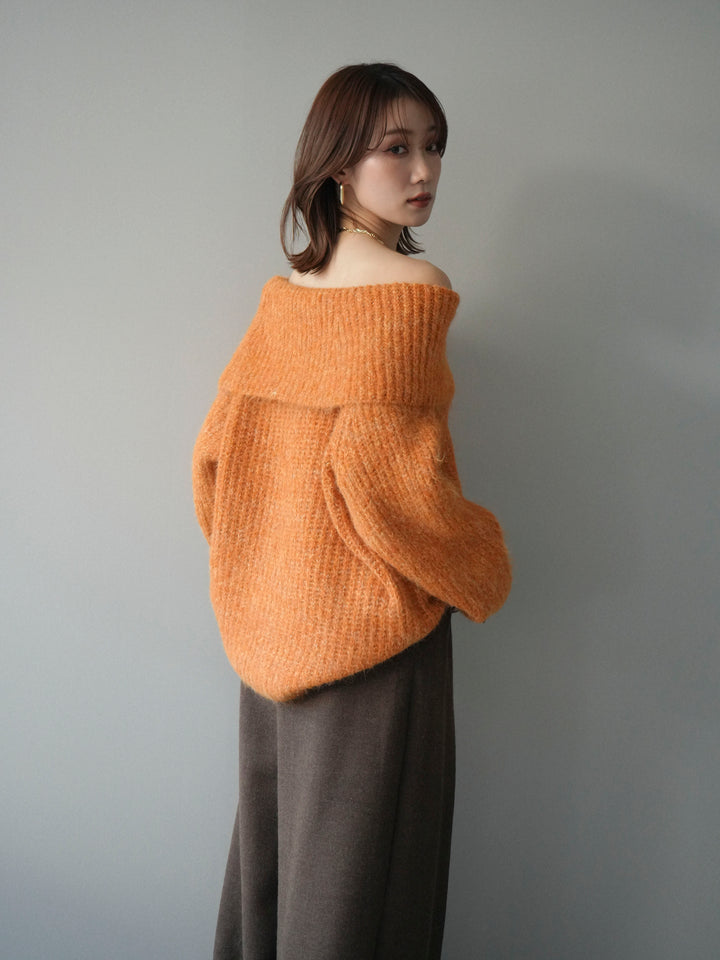[予約]オフショルミックスニットプルオーバー/orange
