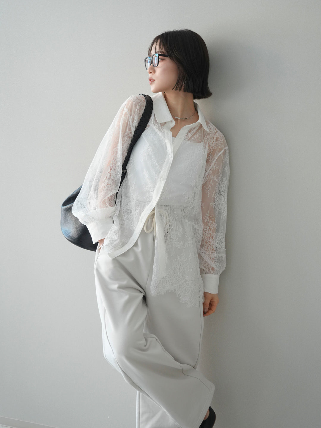 [SET]総レースボリュームスリーブシャツ+選べるアクセセット(2set)