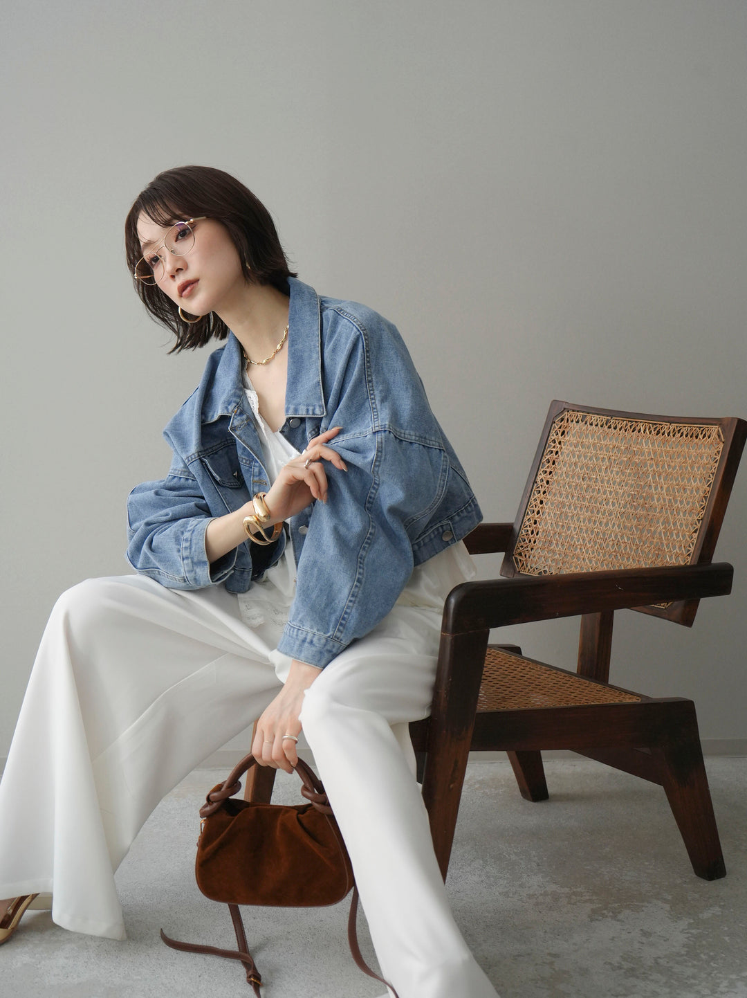 [予約]デニムショートシャツジャケット/blue