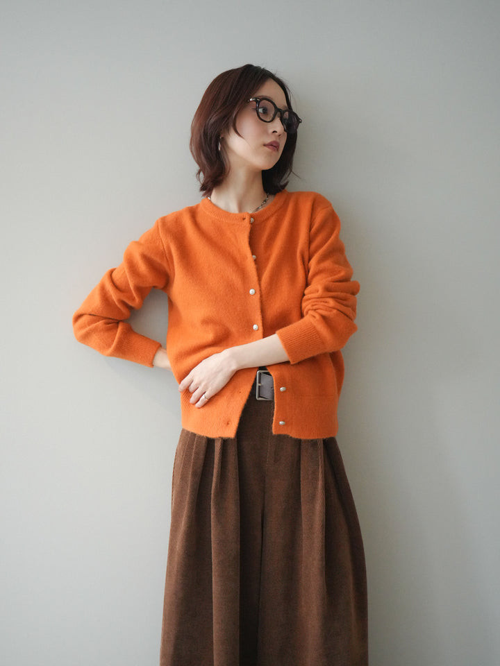[SET]アンティークボタンニットカーディガン+ベルトデザインループコールテンワイドパンツ(ベルト付き)(2set)