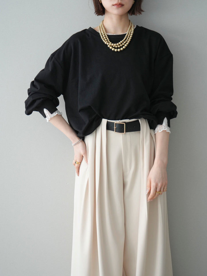 [予約]袖レースカットバルーンプルオーバー/black