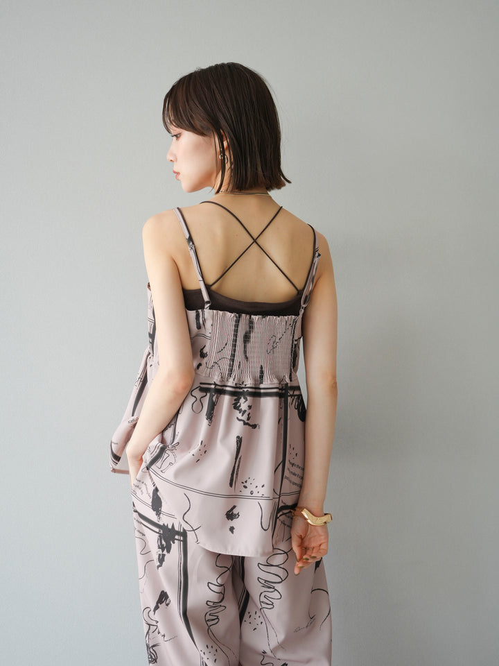 [予約]ペイント柄キャミソール/ベージュ