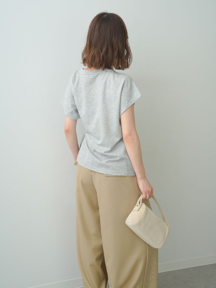 [SET]サイドノットTEE+ポーチベルト付サイドビジュータックワイドパンツ(2set)