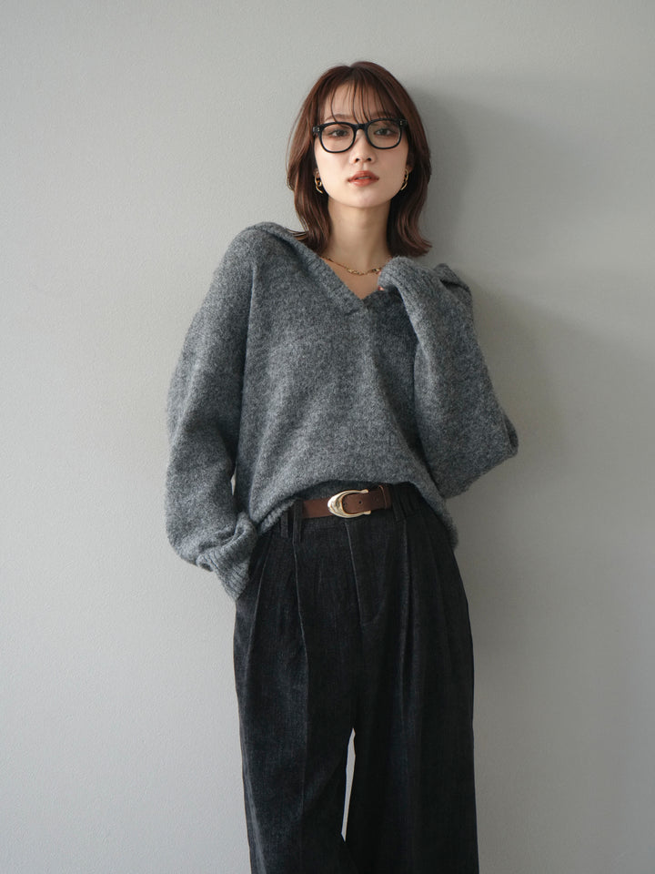 [予約]スキッパーニットプルオーバー/darkgray