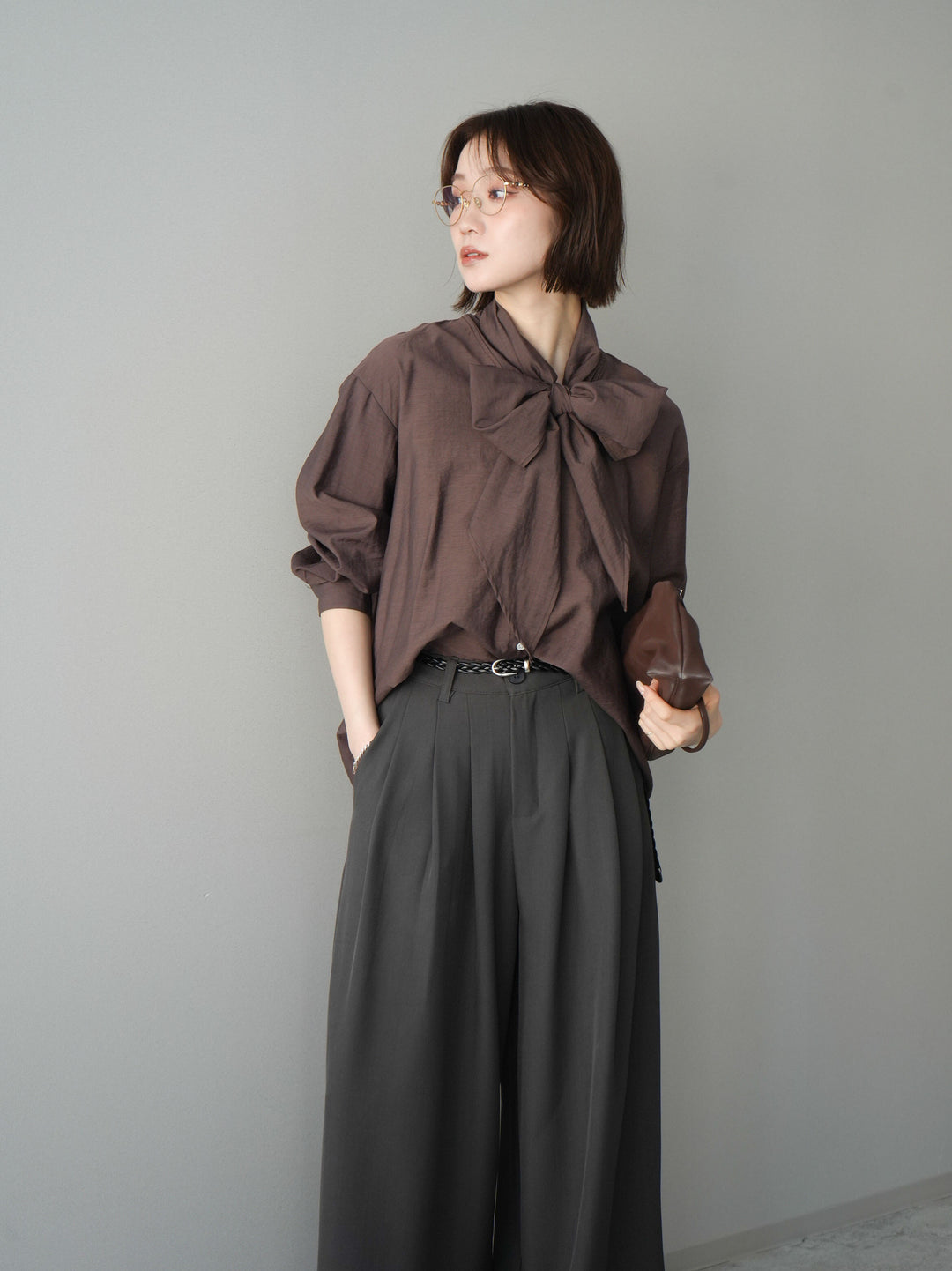 [SET]シアーボウタイブラウス+シアーボウタイブラウス(2set)