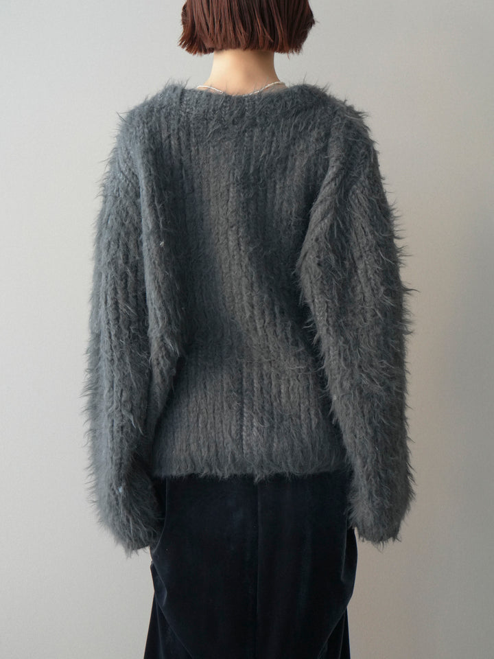 [予約]シャギーオーバーニットカーディガン/gray