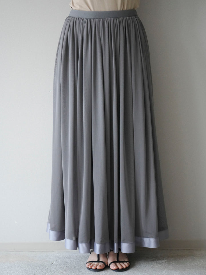 [予約]サテンヘムシアーフレアスカート/gray