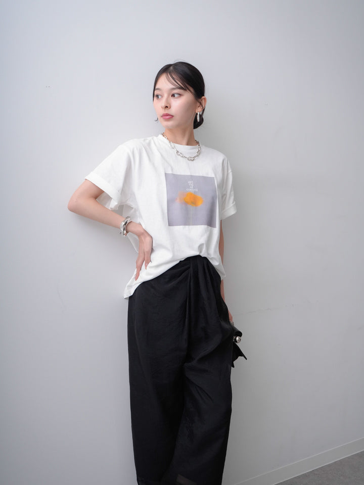 [SET]ニュアンスフローラルフォトTEE+シアーレイヤードフロントタックイージパンツ(2set)