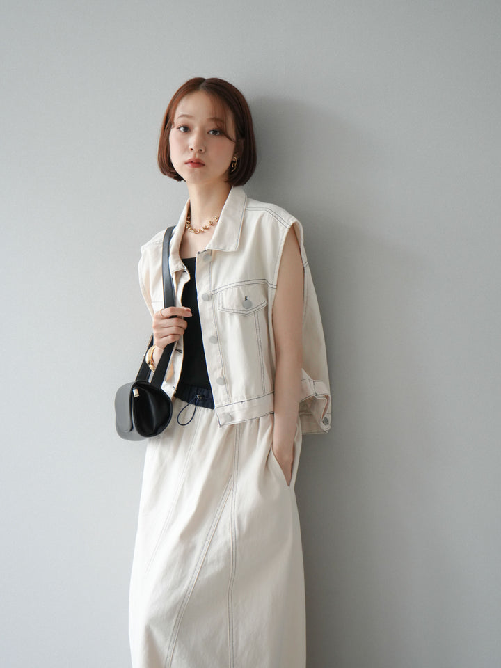 [SET]ステッチコットンツイルベスト＆スカートSET UP(2set)