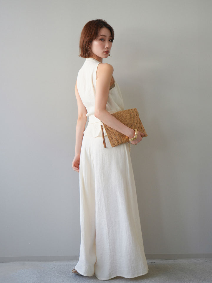 【套裝】裹身無袖上衣和闊腿褲套裝（2套）+裹身無袖上衣和闊腿褲套裝（2套）（2套）